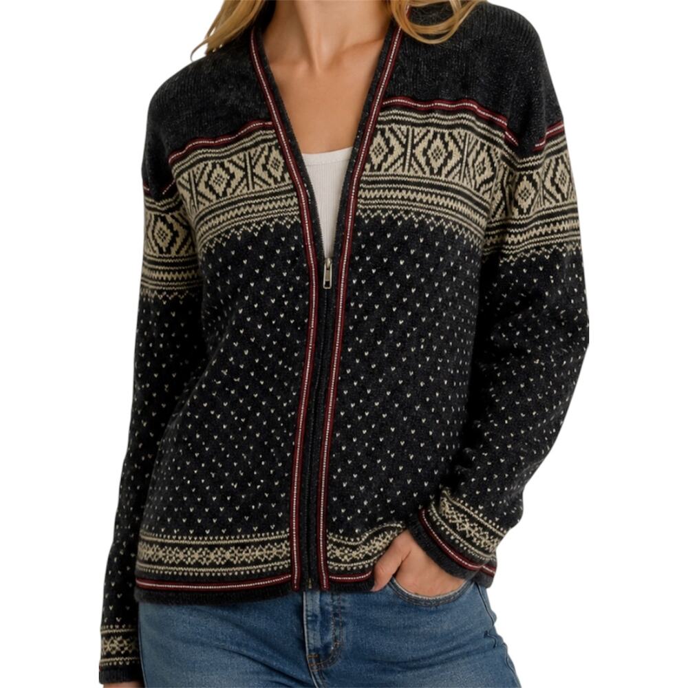 Vintage Woolrich Zip Cardigan Aztec 80s Cotton Knit Polka Dot Snowflake XLarge